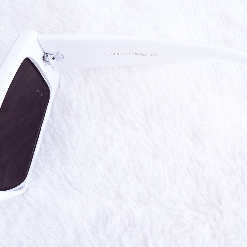 Aaron White Rectangular Sunglasses - Picture 7 of 11